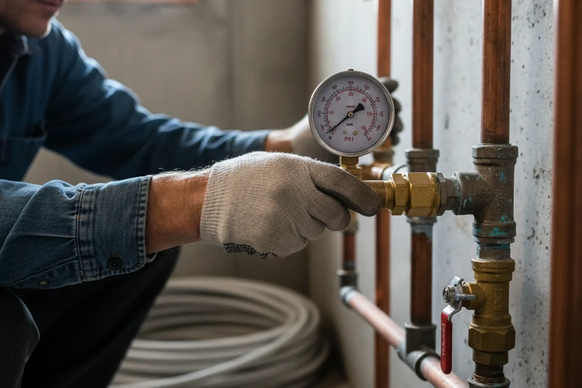Pressure testing a repaired line during Water Line Repair in Kintnersville